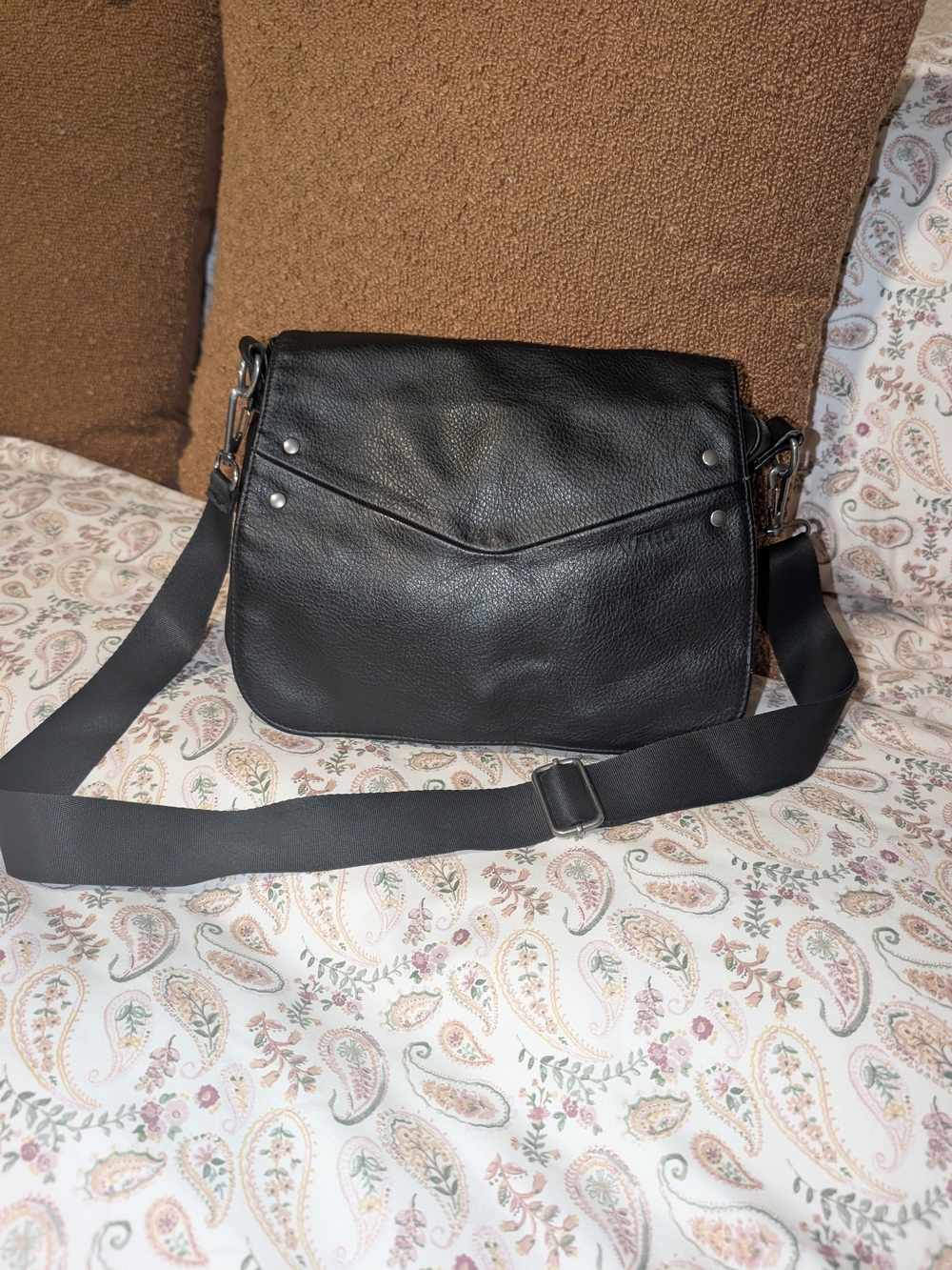 Vans Black Leather Crossbody Bag